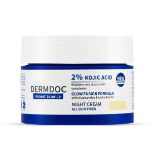 DERMDOC 2% Kojic Acid Night Cream  With Niacinamide  Alpha Arbutin | Face Moisturizer For Glowing & Brightening Skin | Reduces Dark Spots -50 Gm