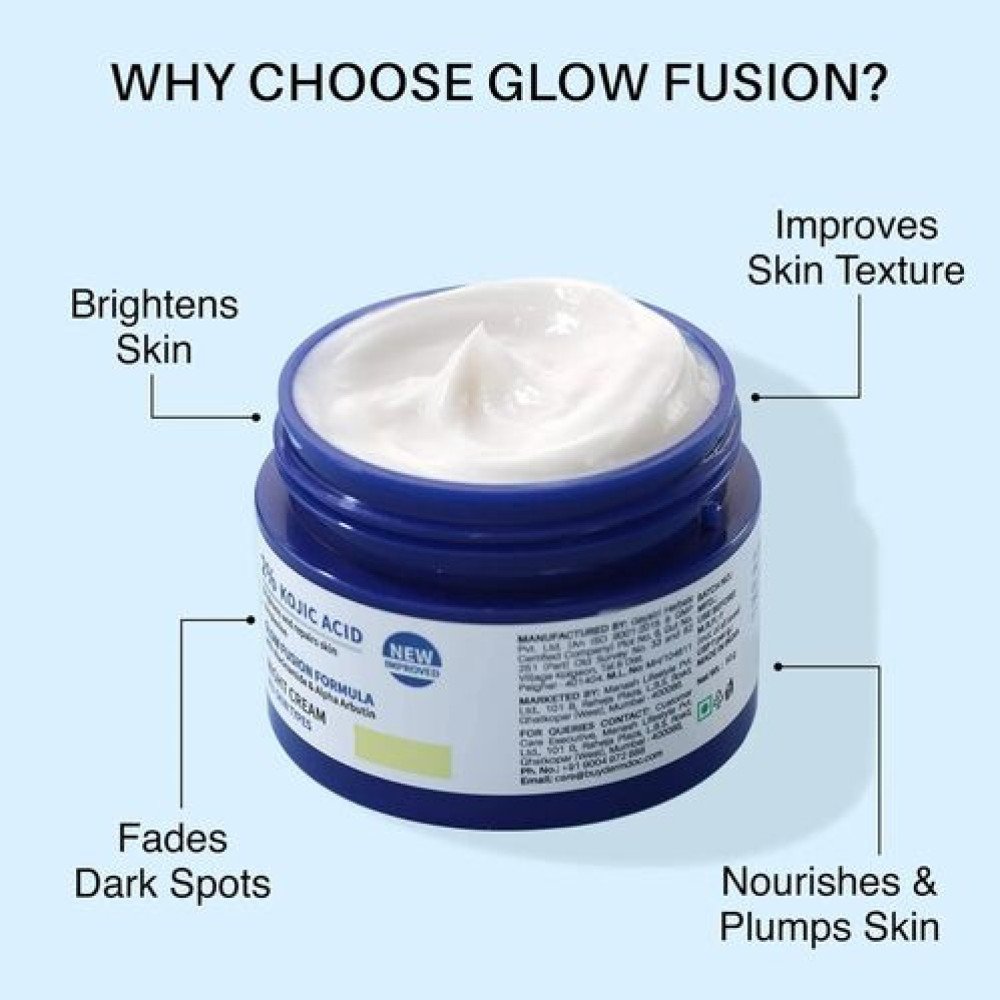 DERMDOC 2% Kojic Acid Night Cream  With Niacinamide  Alpha Arbutin | Face Moisturizer For Glowing & Brightening Skin | Reduces Dark Spots -50 Gm