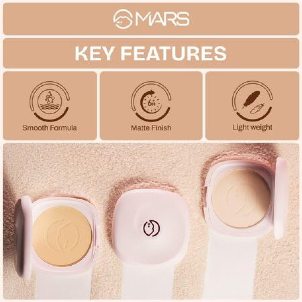 MARS Zero Oil Compact with an Applicator (10 gm) (01-LIGHT) | Non-Comedogenic | Oil Control | Long-Lasting | Matte Finish | Light-Weight | Minimize Pores | Travel Friendly