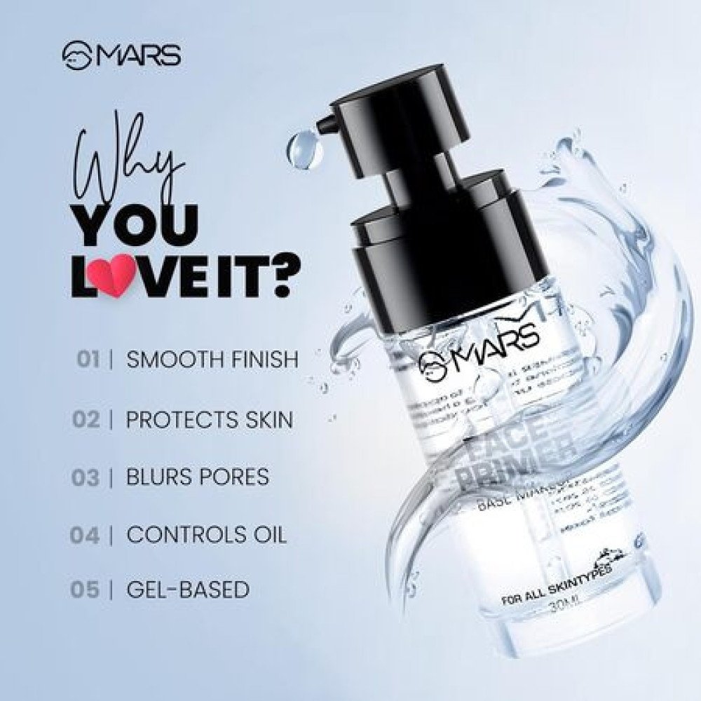 MARS Primer for Face Makeup For All Skin Types | Perfectly Blurs Pores, Wrinkles and Fine Lines | Oil Control | Lightweight Texture (30ml)