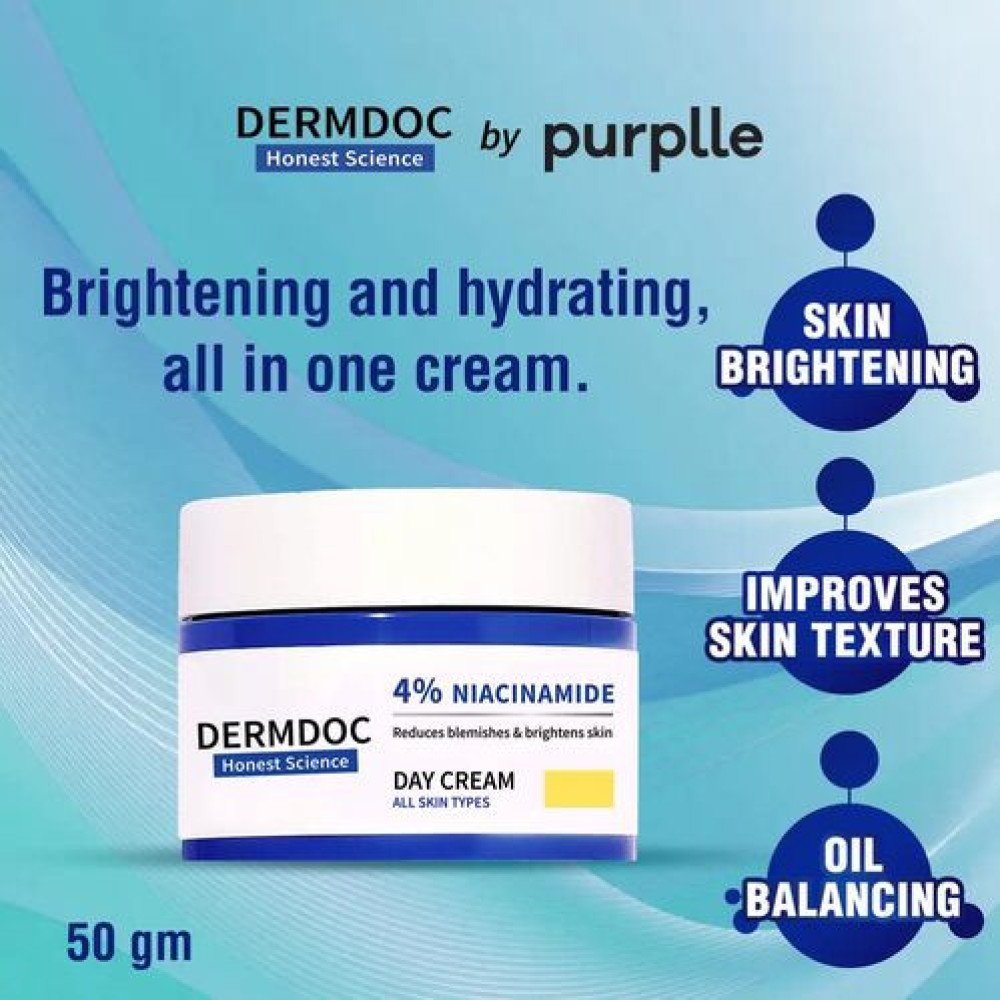 DERMDOC Niacinamide Face Cream for Skin Brightening  Skin Brightening Face Cream I Day Cream I Niacinamide Brightening Cream-50 Gm